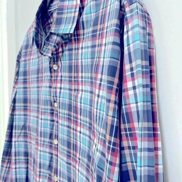 Peter Millar Men's Seaside Collection Cotton Silk Blend Blue Plaid Shirt - Picture 2 of 4